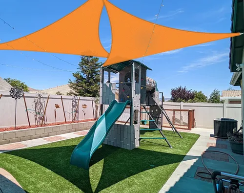 Vista 8 de Coarbor Toldo tipo vela de 2 x 2 x 2 pies, para exteriores, resistente, triangular, tela para patio, jardín, terraza, pérgola (beige)