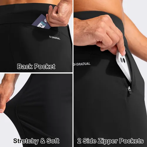 Vista 5 de G Gradual Pantalones deportivos de golf para hombre con bolsillos con cremallera pantalones elásticos ajustados para correr para hombre