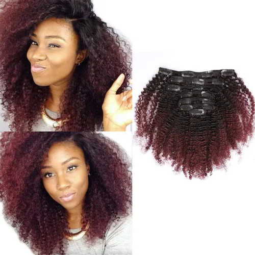 Vista 10 de Anrosa Kinkys - Extensiones de cabello humano rizado con clip, 3C 4A, extensiones de cabello natural afro rizado con clip, extensiones de cabello