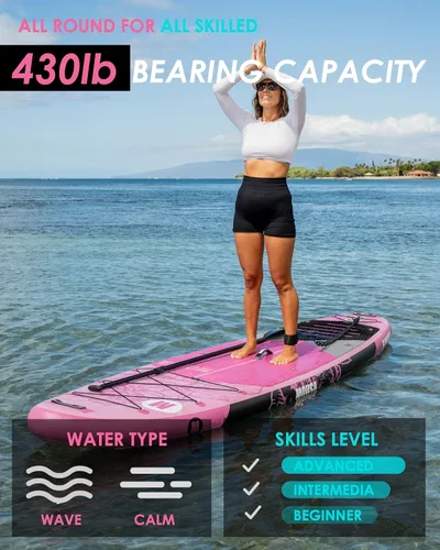Vista 5 de MOUSA 11'6“x35 Extra Wide Inflatable Stand Up Paddle Board, Stable Long SUP for 2 People/Family, Shoulder Strap, 3/5 Handles, 100L Backpack