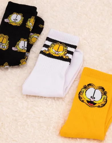 Vista 2 de Garfield Calcetines 3 Pack Adultos Unisex Gato Película Multicolor Calzado