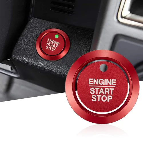 Vista 9 de TOMALL Cubierta de botón de arranque y parada del motor de aluminio Compatible con Ford F-150 2016-2021 Tapa de botón de encendido del motor