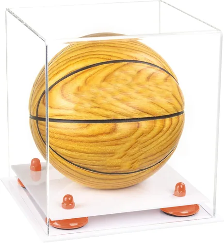 Vista 10 de Better Display Cases Mini acrílico - Miniatura (no tamaño completo) Baloncesto vitrina con elevadores negros y espejo (A015-BR)