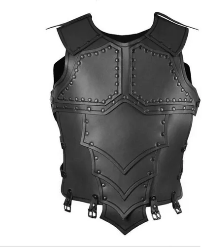 Vista 2 de YiZYiF Guerrero Caballero Cosplay Armadura Caballero Oscuro Rogue Ecuestre Esgrima Armadura de Cuero Pecho Espalda Arnés Medieval Armadura