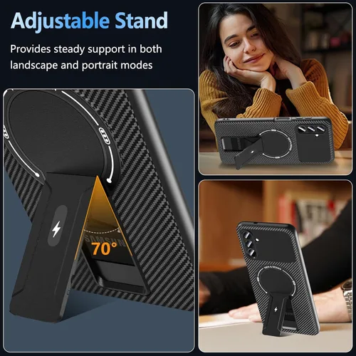 Vista 4 de Funda OWKEY Samsung Galaxy A13 5G, Funda Magnética para Teléfono con Soporte y Protector de Pantalla, Funda Protectora Antihuellas y a Prueba de A13