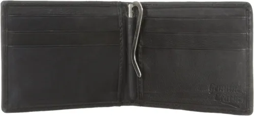 Vista 4 de Leatherboss - Cartera con clip para dinero, con ventana de identificación exterior, color negro, Negro