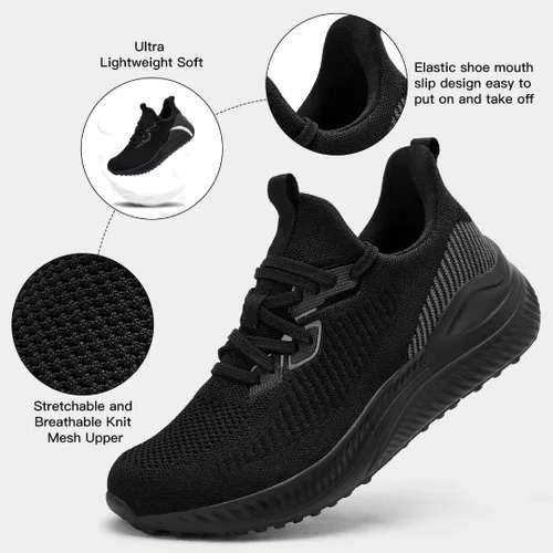 Vista 4 de Akk Zapatos deportivos para caminar para hombre, para correr, tenis para entrenamiento, atletismo, gimnasio, sin cordones, cómodos, transpirables