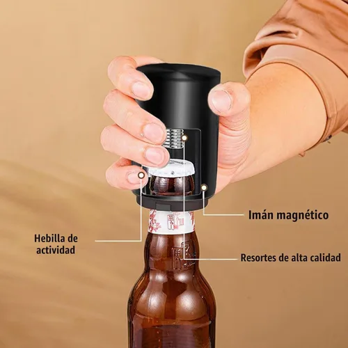 Vista 5 de Destapadores de Cerveza, abridor automático de botellas de cerveza, abrebotellas de cerveza con atrapador magnético de tapas, bares para el hogar