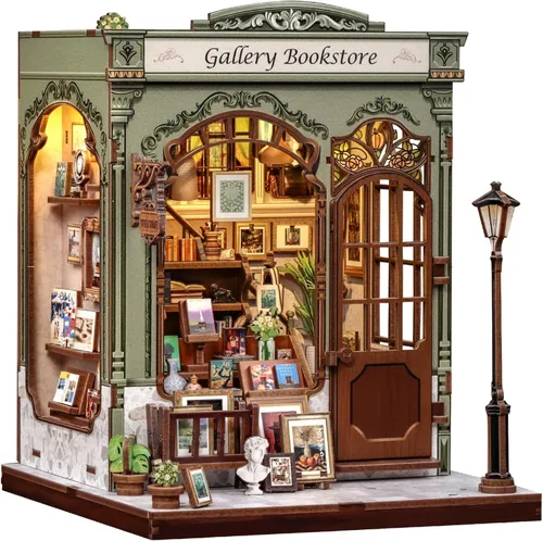 Vista 14 de CUTEBEE - Kit de rincón de libros - Kit de casa de muñecas en miniatura DIY para adultos, decoración de estantería de casa pequeña Booknook