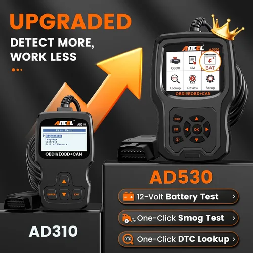 Vista 2 de ANCEL AD530 - Escáner OBD2 para automóvil, lector de código de diagnóstico con definición de código mejorada y gráficos de estado de la batería