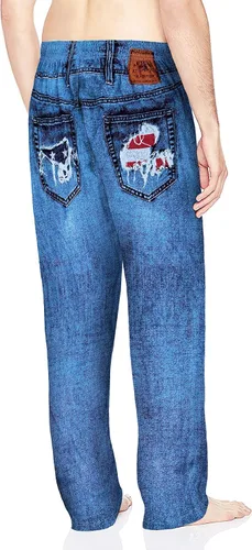 Vista 2 de Pantalones de pijama genéricos de mezclilla sintética para hombre para hombre