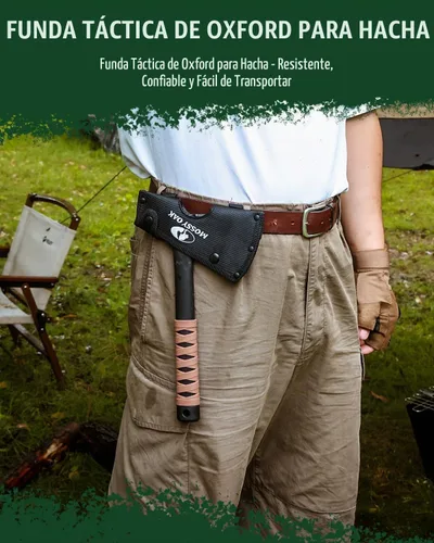 Vista 7 de MOSSY OAK Hacha de camping de 12" y hacha de supervivencia con funda Outdoor Multitool Hatchet w/ Hex Wrench Slots, Non-Slip Dual-Color Handle