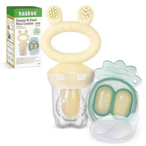 Vista 14 de haakaa Comedor de alimentos de frutas para bebé y mini bandeja de picar con congelador, moldes de piruleta de leche materna para alivio de Azul