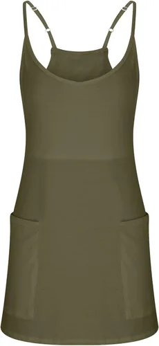 Vista 7 de Vestido atlético para mujer, sin mangas, para entrenamiento, mini vestido de tenis, enterizo con camisola y pantalones cortos integradosdivididos