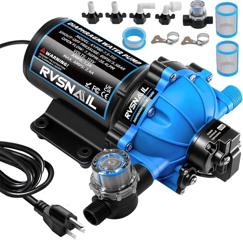 Vista 9 de Bomba de agua de 12V RV 4.0 GPM 45 PSI Bomba de diafragma de 3 cámaras
