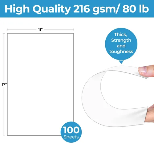 Vista 2 de 100 hojas de papel de cartulina blanca - Ohuhu 11 x 17 papel de cartulina ecológico para legales, papel de impresora para hacer tarjetas DIY
