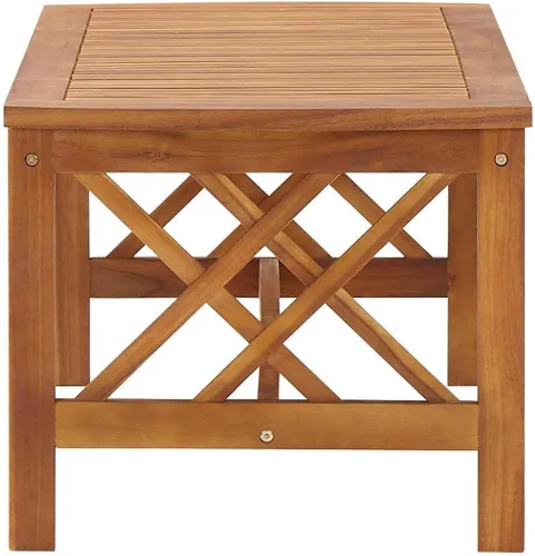 Vista 4 de Brown Solid Acacia Wood Coffee Table, 19.7x40.2x16.9 inch Rectangular Living Room Table, Oiled Finish Rustic Design, Indoor Outdoor Mesa de Centro