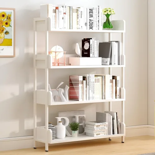 Vista 13 de Estantería de Libros Abierta y Amplia - Moderna Estantería de Libros de Exhibición de Pie de 3 Niveles con Paneles de Tres Lados para Hogar y Blanco