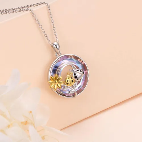 Vista 3 de Collares de animales para mujeres y niñas de plata de ley 925 con colgante de rana, mariquita, cobaya, camello, jirafa, gato, seta, paloma, joyería