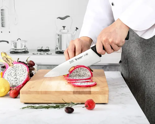 Vista 5 de Cuisine Pro - Cuchillo de chef de 8 pulgadas, hoja de acero inoxidable de alto carbono certificada NSF, borde afilado extra ancho, mango ergonómico