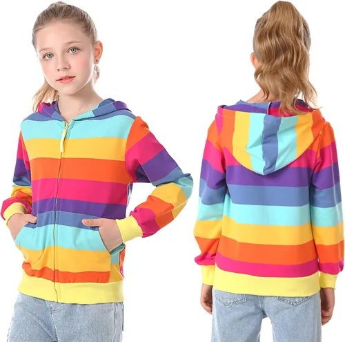 Vista 7 de Julerwoo - Sudaderas de algodón para niña, color rosa, con capucha y estampado de dinosaurios