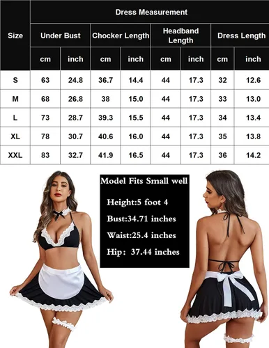 Vista 7 de Avidlove Lencería sexy de sirvienta para mujer, juego de roles, lencería para cosplay, disfraces sexys de Navidad