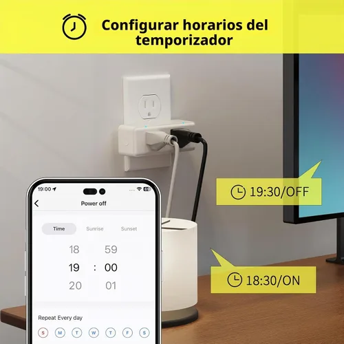 Vista 7 de Minoston Enchufe de salida dual Zwave serie 800, interruptor repetidor Z-Wave de encendido/apagado con 2 enchufes de control individuales, requiere
