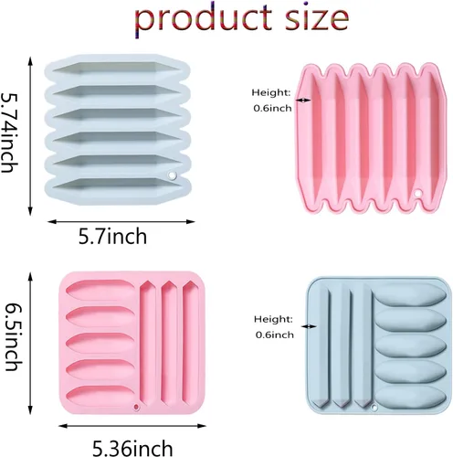Vista 2 de Moldes de silicona aptos para horno, paquete de 4 moldes de silicona triangulares reutilizables 3D surtidos para crayones de cera, velas