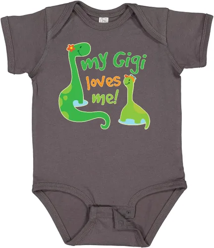 Vista 21 de inktastic My Gigi Loves Me Grandson - Body de dinosaurio para bebé 0020 Blanco
