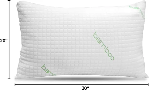 Vista 6 de Rayón de tamaño Queen derivado de almohadas de bambú, juego de almohadas de espuma viscoelástica triturada refrescante para dormir de espalda