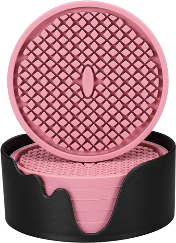 Vista 13 de ME.FAN Posavasos de silicona [paquete de 6] posavasos gruesos con soporte, tapete para tazas, antideslizante, antiadherente, se mantiene en su