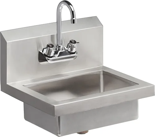 Vista 10 de ROCKPOINT Fregadero de acero inoxidable con grifo de 8 pulgadas, fregadero comercial hecho a mano con 15 pulgadas de profundidad x 15 pulgadas