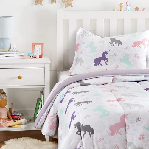 Vista 19 de Amazon Basics Juego de edredón y fundas de almohada para niños de microfibra suave para todas las estaciones, 2 piezas, tamaño individual, flores