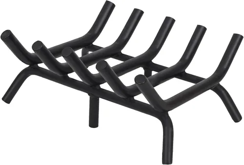 Vista 10 de Rejilla de chimenea de 14 pulgadas resistente – Soporte para troncos de chimenea Rejilla de hierro fundido Estante para estufa de leña Bandeja
