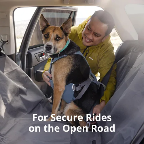 Vista 3 de Ruffwear, Load Up - Arnés de automóvil para perro, acolchado ajustable, sujeción de viaje con accesorio universal para cinturón de seguridad