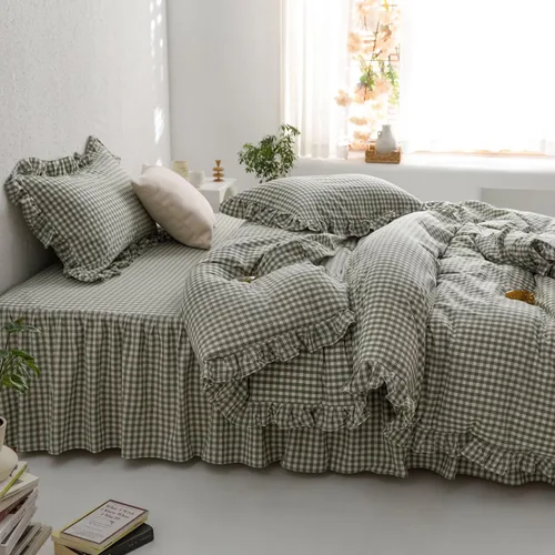 Vista 21 de mixinni Juego de funda de edredón vintage a rayas, tamaño twin, juego de ropa de cama de 3 piezas, 100% algodón lavado, suave y transpirable, funda