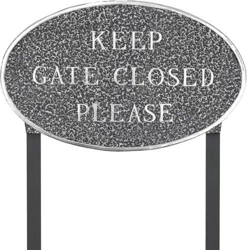 Vista 5 de Montague Metal Products - Letrero de placa con texto en inglés "Keep Gate Closed Please State" - Letrero de puerta - Placa de pared o césped cerrada