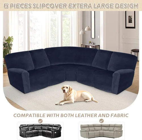 Vista 3 de Arfntevss - Fundas para sofá reclinable seccional, funda de terciopelo para sofá seccional de esquina para sofá reclinable, funda elástica suave