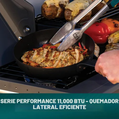 Vista 8 de Charbroil Performance Series 463253925 - Armario para parrilla de gas de 4 quemadores con quemador lateral, color negro