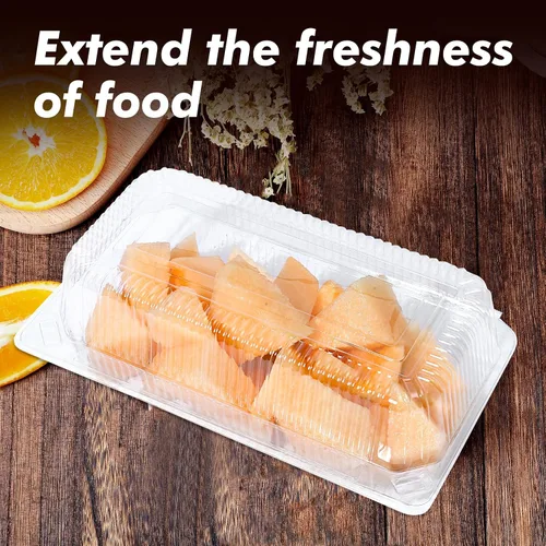 Vista 5 de MANSHU 100 recipientes de plástico transparente para llevar, recipiente desechable de postre con tapa, para ensaladas, pasta, sándwiches