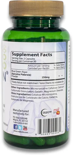 Vista 2 de Bioxtron Suplemento Natural de Células Madre en Cápsulas - Algas Azules y Verdes, Espirulina, Apoyo Energético - 60 Cápsulas