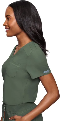 Vista 4 de Med Couture Touch - Camiseta médica con bolsillo en el pecho para mujer