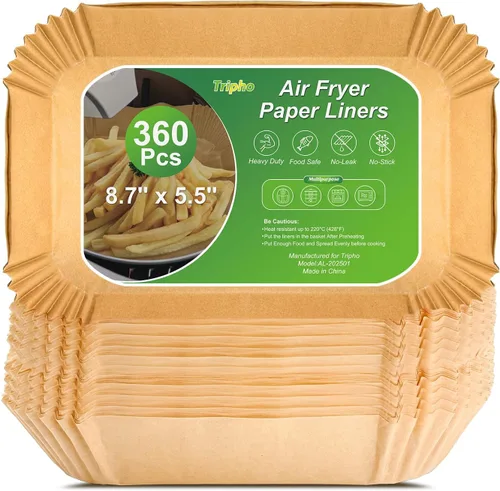 Vista 9 de 360 piezas de 16,5 cm de lado forros desechables para freidora de aire, papel de pergamino sin blanquear y resistente para freidora de aire, sin