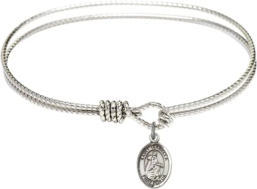 Vista 4 de Pulsera ovalada con gancho de ojo con Santa Isabel de Portugal en plata de ley