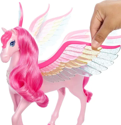 Vista 4 de Barbie Mattel Fairytale A Touch of Magic Pink Pegasus with Puppy Rosa