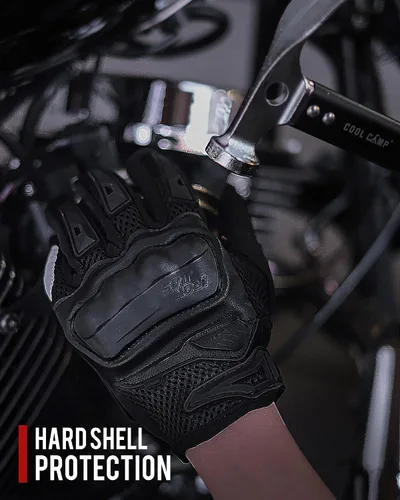Vista 4 de IRON JIA'S Guantes de motocicleta para hombre y mujer – Guantes de carreras para moto Powersports con pantalla táctil de nudillos duros (negro S)