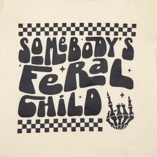 Vista 3 de Somebody's Feral - Camisas para niños pequeños, bebés, niñas, niños, divertidas, Groovy Wild Child, camisa casual de manga corta para regalo