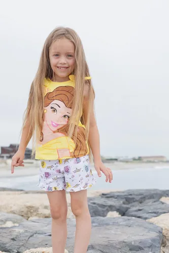 Vista 2 de Disney Princesa Ariel Moana Jasmine Rapunzel Belle - Camiseta y pantalones cortos para niñas