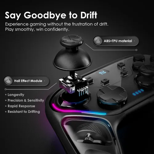 Vista 3 de BINBOK GEMINI Switch Controller, Wireless Switch Pro Controller for SwitchSwitch LiteSwitch OLED, Hall Effect Joystick Wireless RGB Remote Gamepad