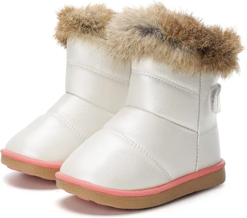 Vista 6 de KVbabby Botas de nieve para niños pequeños, con forro de piel sintética, impermeables